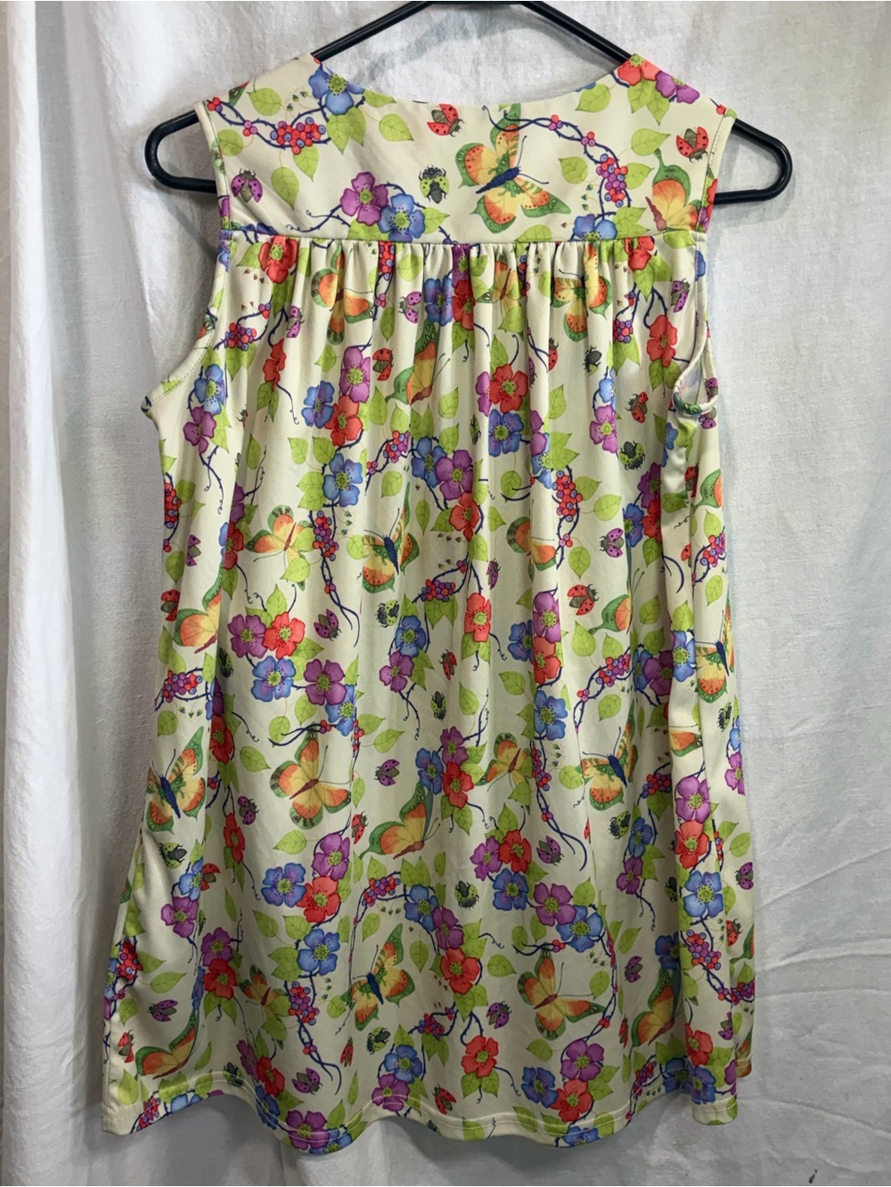 Vintage Sleeveless Floral Butterfly Shift Dress or Top